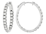 White Lab-Grown Diamond H SI1 Rhodium Over Sterling Silver Hoop Earrings 2.40ctw