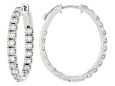 White Lab-Grown Diamond H SI1 Rhodium Over Sterling Silver Hoop Earrings 2.40ctw