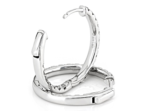 White Lab-Grown Diamond H SI1 Rhodium Over Sterling Silver Hoop Earrings 2.40ctw