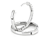 White Lab-Grown Diamond H SI1 Rhodium Over Sterling Silver Hoop Earrings 2.40ctw