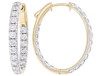 Picture of White Lab-Grown Diamond H SI1 14K Yellow Gold Over Sterling Silver Hoop Earrings 2.40ctw