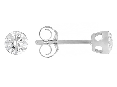 White Lab-Grown Floating Diamond G VS2 10K White Gold Solitaire Stud Earrings 0.50ctw