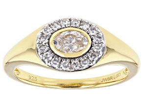 White Lab-Grown Diamond H SI 14K Yellow Gold Over Sterling Silver Halo Ring 0.50ctw