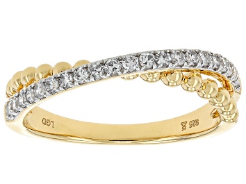 White Lab-Grown Diamond 14K Yellow Gold Over Sterling Silver Band Ring 0.50ctw