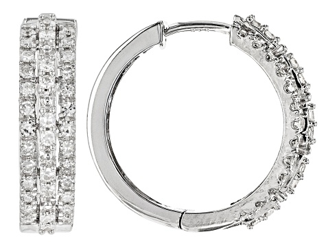 White Lab-Grown Diamond H SI 14K Yellow Gold Over Sterling Silver Huggie Earrings 0.50ctw