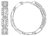 White Lab-Grown Diamond H SI Rhodium Over Sterling Silver Hoop Earrings 1.00ctw