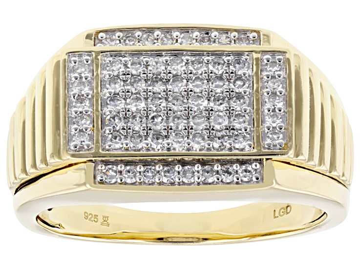 White Lab-Grown Diamond H SI 14K Yellow Gold Over Sterling
