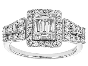 White Lab-Grown Diamond H SI1 Rhodium Over Sterling Silver Ring 0.85ctw