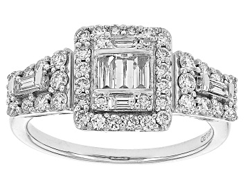 Picture of White Lab-Grown Diamond H SI1 Rhodium Over Sterling Silver Ring 0.85ctw