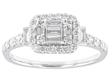 Picture of White Lab-Grown Diamond H SI1 Rhodium Over Sterling Silver Ring 0.60ctw