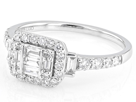 White Lab-Grown Diamond H SI1 Rhodium Over Sterling Silver Ring 0.60ctw