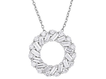 Picture of White Lab-Grown Diamond H SI1 Rhodium Over Sterling Silver Slide Pendant With 19" Chain 0.50ctw