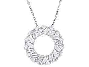 White Lab-Grown Diamond H SI1 Rhodium Over Sterling Silver Slide Pendant With 19" Chain 0.50ctw