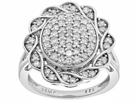 White Lab-Grown Diamond G-H Rhodium Over Sterling Silver Ring 1.00ctw