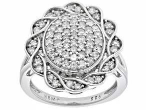 White Lab-Grown Diamond G-H Rhodium Over Sterling Silver Ring 1.00ctw