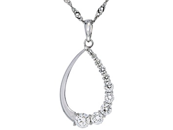 Picture of White Lab-Grown Diamond G-H SI Rhodium Over Sterling Silver Teardrop Pendant With 18" Chain 0.75ctw