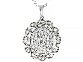 White Lab-Grown Diamond G-H Rhodium Over Sterling Silver Pendant with 19" Chain 1.00ctw