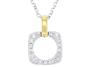 White Lab-Grown Diamond G-H SI 18K Yellow Gold and Rhodium Over Silver Pendant With Chain 0.20ctw