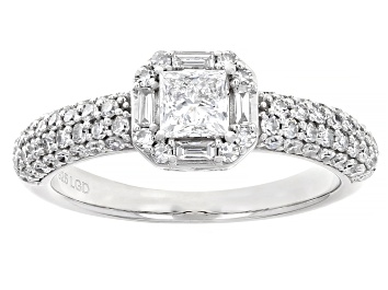 Picture of White Lab-Grown Diamond H SI1 Rhodium Over Sterling Silver Halo Ring 1.00ctw