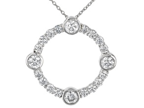 White Lab-Grown Diamond E-F VS Rhodium Over Sterling Silver Circle Slide Pendant With Chain 2.50ctw