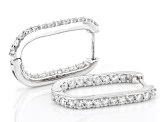 White Lab-Grown Diamond H SI Rhodium Over Sterling Silver Hoop Earrings 1.30ctw
