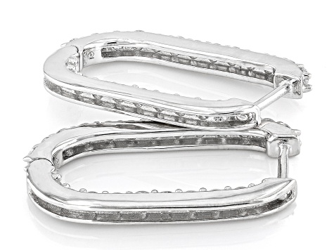 White Lab-Grown Diamond H SI Rhodium Over Sterling Silver Hoop Earrings 1.30ctw