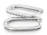 White Lab-Grown Diamond H SI Rhodium Over Sterling Silver Hoop Earrings 1.30ctw