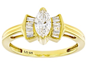White Lab-Grown Diamond H SI 14k Yellow Gold Over Sterling Silver Ring 0.65ctw