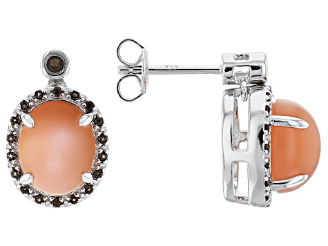 Peach moonstone silver earrings .19ctw