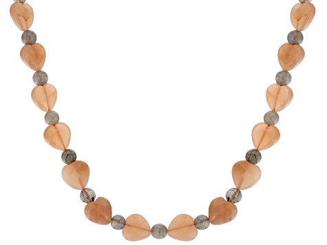 Peach moonstone sterling silver necklace - LJH039 | JTV.com
