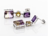Bi-color ametrine rhodium over silver dangle earrings 8.64ctw