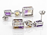 Bi-color ametrine rhodium over silver dangle earrings 8.64ctw
