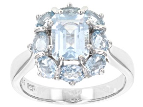 Blue aquamarine rhodium over sterling silver ring 2.64ctw