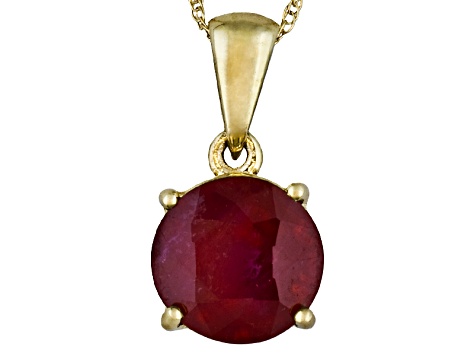 Red Mahaleo® Ruby 14kt Gold Solitaire Necklace 2.25ctw