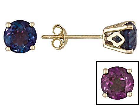 Womens 2 04ctw 6mm Round Blue Alexandrite 14kt Yellow Gold Post Womens 2 04ctw 6mm Round Blue Alexandrite 14kt Yellow Gold Post Earrings