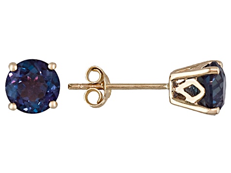 Womens 2 04ctw 6mm Round Lab Created Blue Alexandrite 14kt Yellow Gold Post Earrings Womens 2 04ctw 6mm Round Lab Created Blue Alexandrite 14kt Yellow Gold Post Earrings