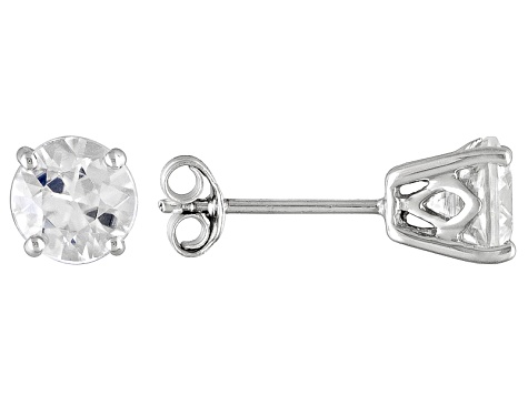 2 4ctw 6mm Round White Zircon 14kt Gold Stud Post Earrings 2 4ctw 6mm Round White Zircon 14kt Gold Stud Post Earrings