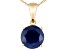 Womens 2.25ctw 8mm Round Blue Sapphire Solid 14kt Gold Solitaire Pendant