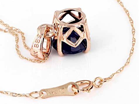 Blue Mahaleo(R) Sapphire 14k Rose Gold Pendant with Chain 1.70ct.