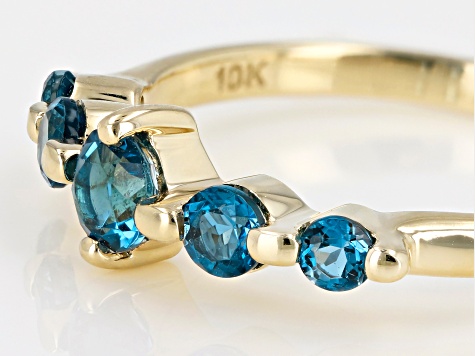 London Blue Topaz 10k Yellow Gold 5-Stone Ring .63ctw