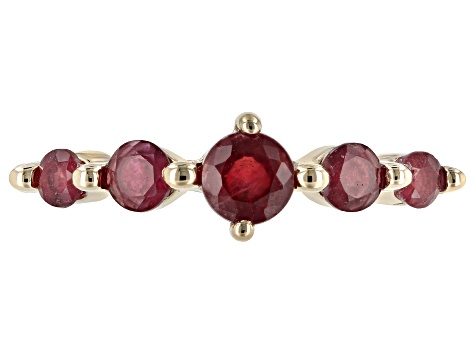 Red Mahaleo® Ruby 10k Gold 5-Stone Ring .63ctw