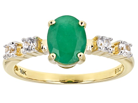 Green Sakota Emerald 10k Yellow Gold Ring 1.29ctw