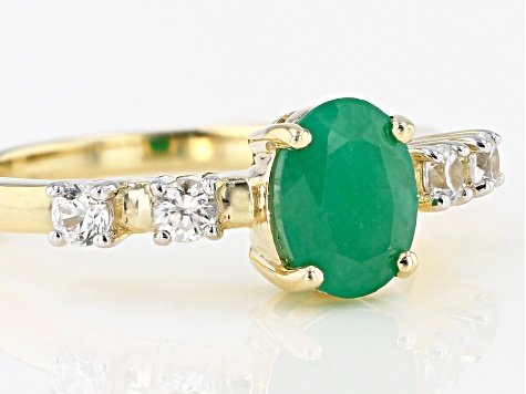 Green Sakota Emerald 10k Yellow Gold Ring 1.29ctw