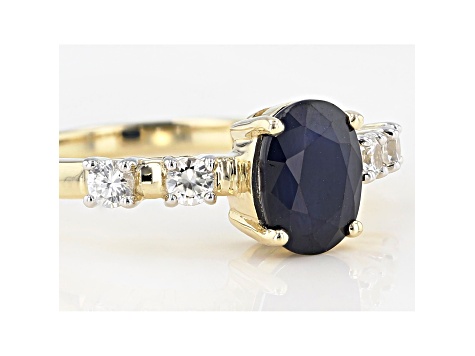 Blue Sapphire 10k Yellow Gold Ring 1.54tw
