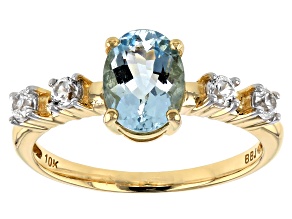 Blue Aquamarine 10k Yellow Gold Ring 1.19ctw