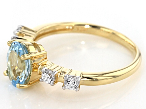Blue Aquamarine 10k Yellow Gold Ring 1.19ctw