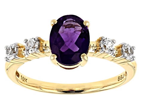 Purple Amethyst 10k Yellow Gold Ring 1.32ctw