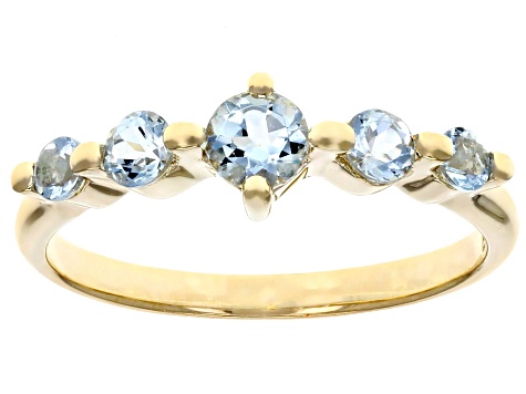 Blue Aquamarine 10k Yellow Gold Ring .48ctw