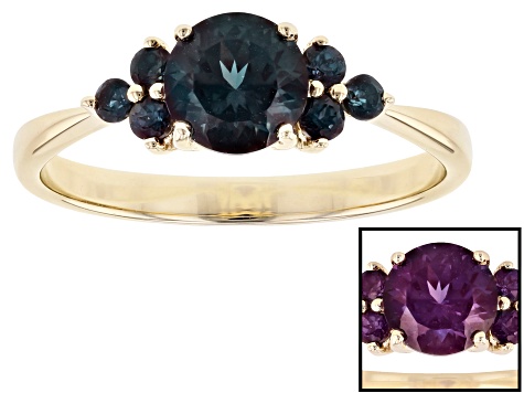 Blue Lab Created Alexandrite 10k Yellow Gold Ring 1.10ctw