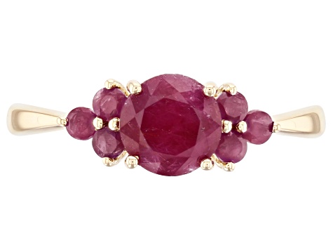 Red Ruby 10k Yellow Gold Ring 1.36ctw